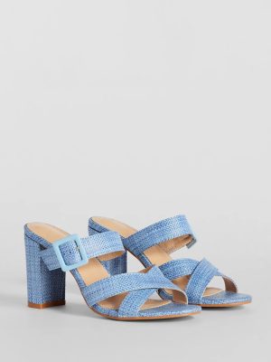Seaside Vacay Criss Cross Straw Block Heels