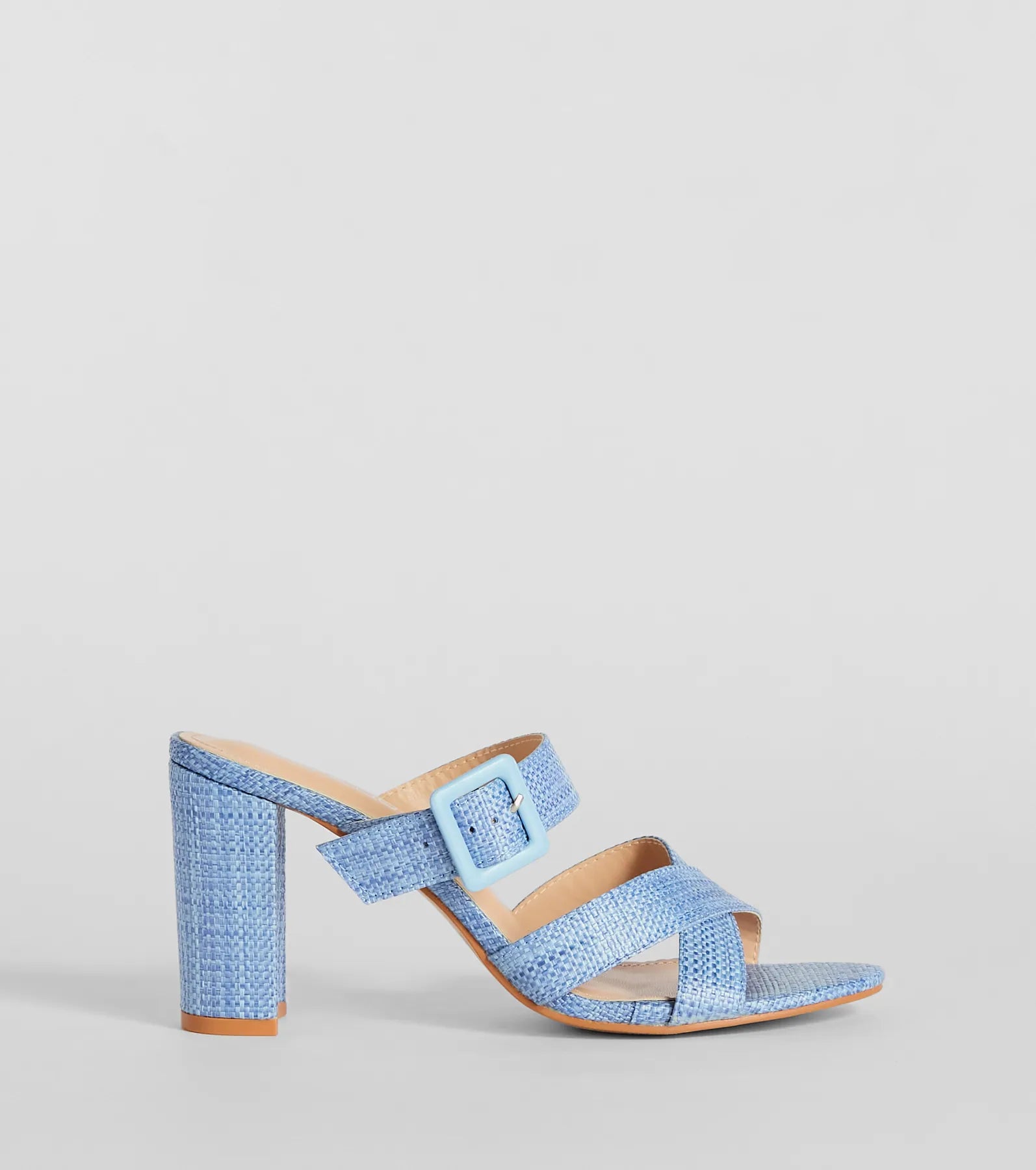 Seaside Vacay Criss Cross Straw Block Heels - Image 2