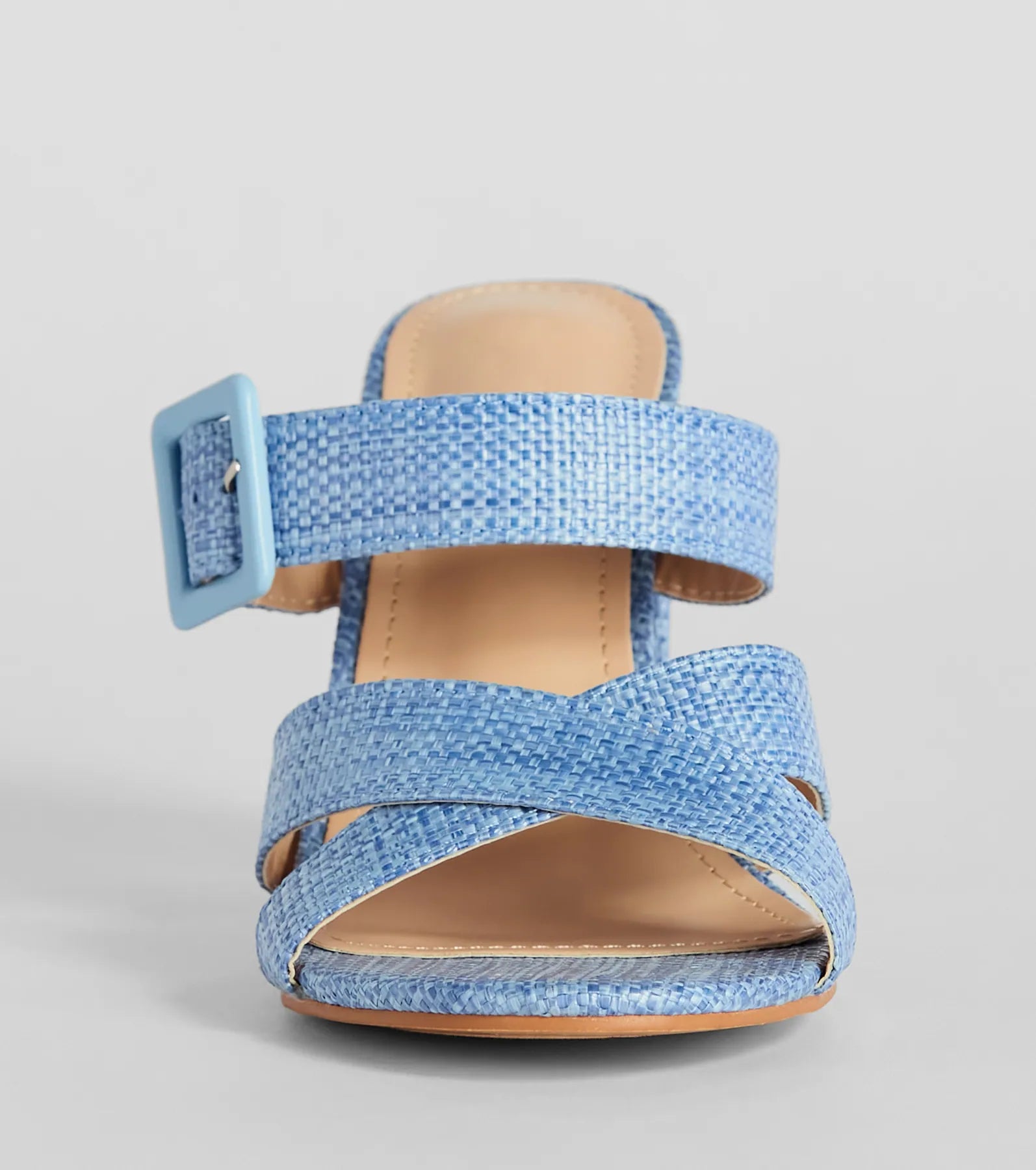 Seaside Vacay Criss Cross Straw Block Heels - Image 3