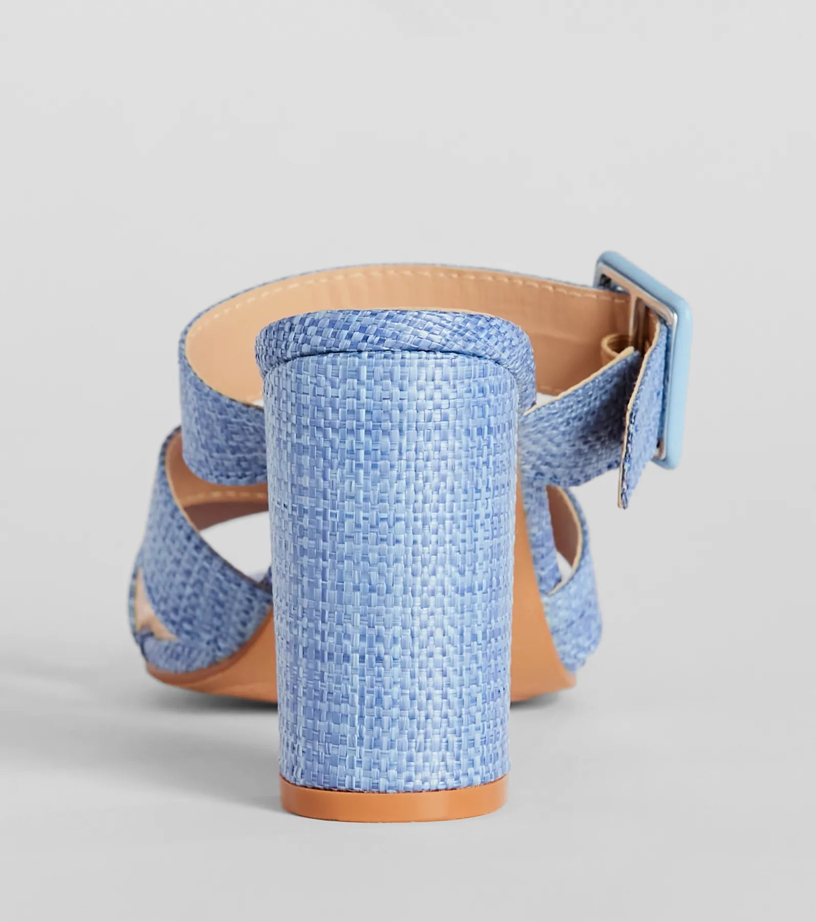 Seaside Vacay Criss Cross Straw Block Heels - Image 4