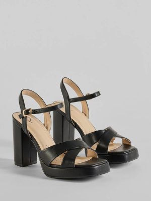 Timeless Treasure Criss-Cross Platform Block Heels
