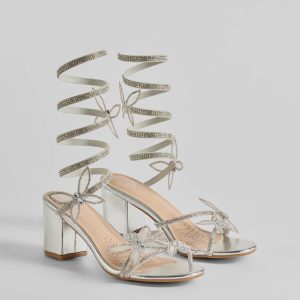 Butterfly Effect Rhinestone Spiral Block Heels