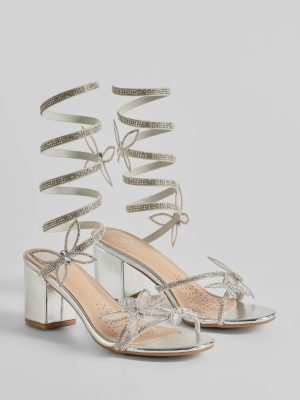 Butterfly Effect Rhinestone Spiral Block Heels
