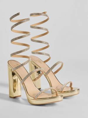 Fabulous Night Rhinestone Spiral Platform Heels