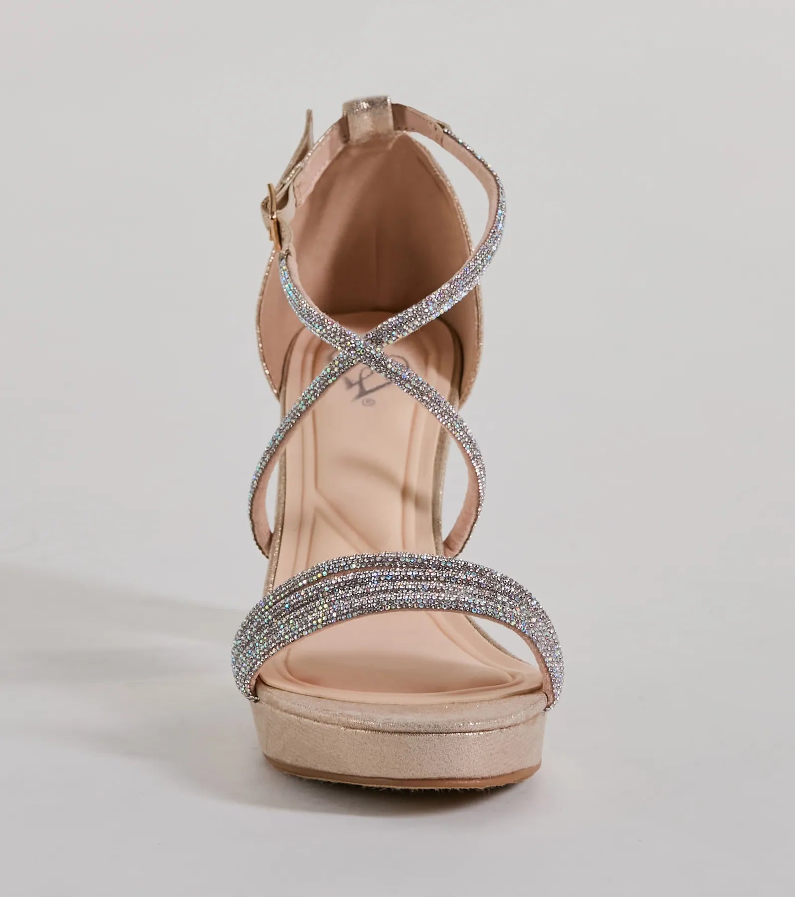 Gloss Up Glitter Rhinestone Platform Block Heels - Image 15