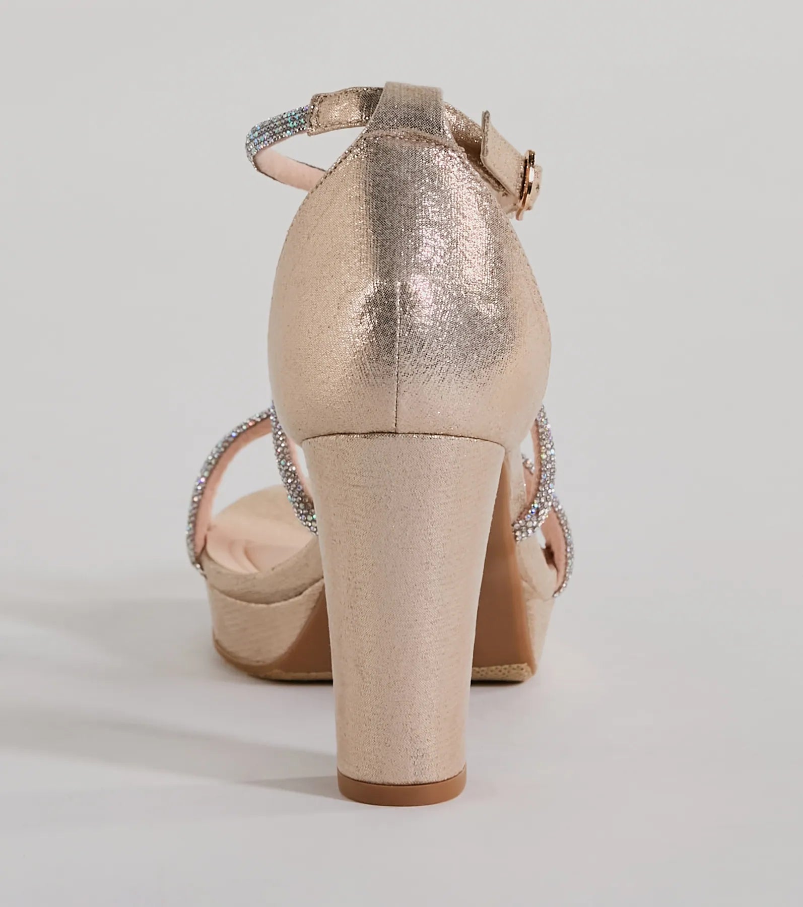 Gloss Up Glitter Rhinestone Platform Block Heels - Image 16