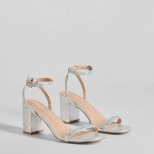 Glamour Ensured Rhinestone Glitter Block Heels