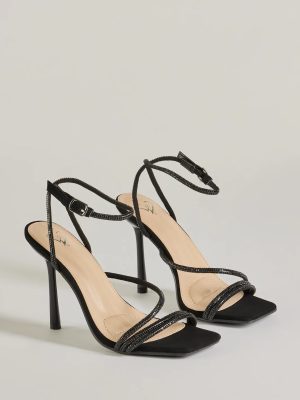 Amped Up Glam Rhinestone Strappy Stiletto Heels