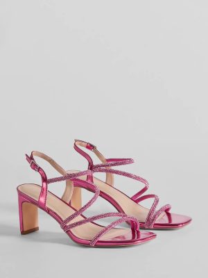 Glamour Up Rhinestone Strappy Metallic Heels