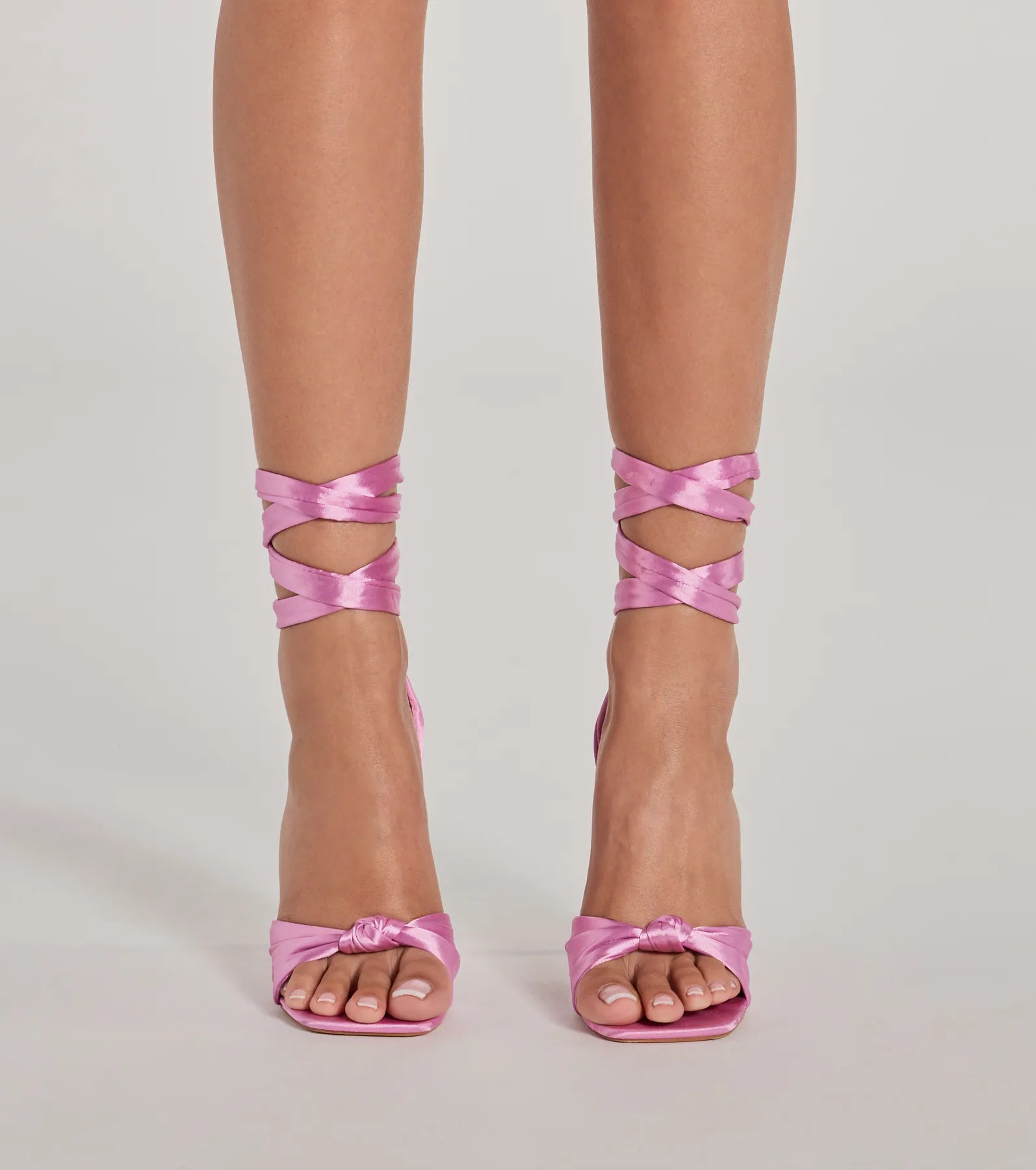 Statement Making Lace-Up Satin Stiletto Heels - Image 6