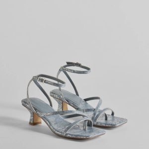 Glam Attitude Metallic Snake Print Kitten Heels