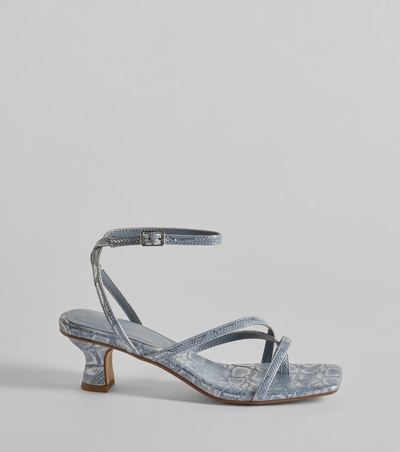 Glam Attitude Metallic Snake Print Kitten Heels - Image 2