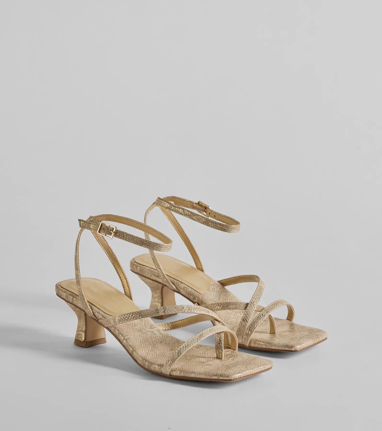 Glam Attitude Metallic Snake Print Kitten Heels - Image 5