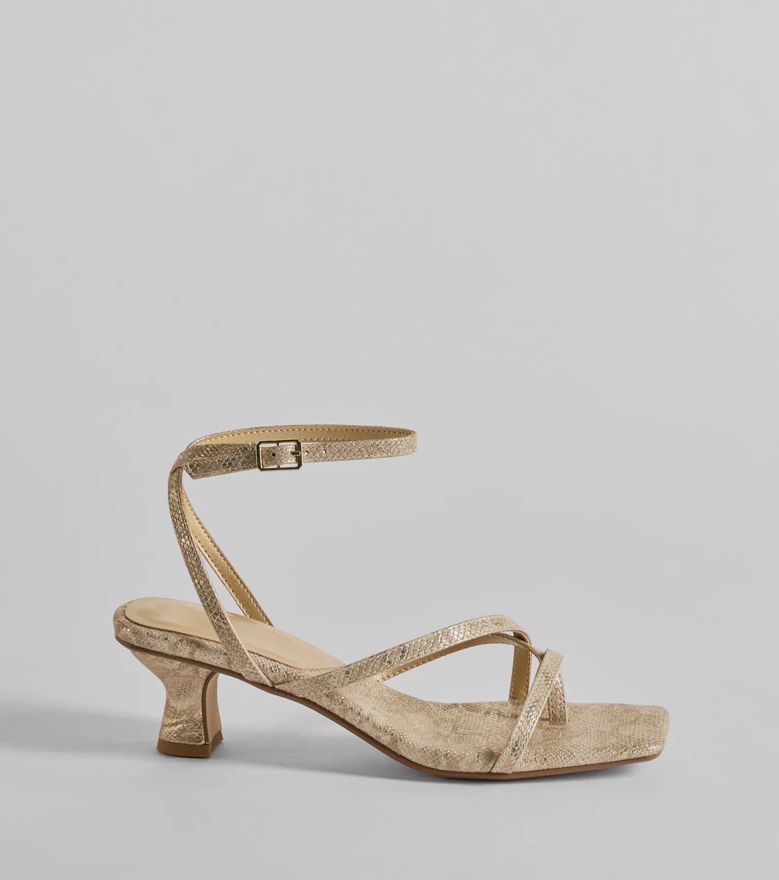 Glam Attitude Metallic Snake Print Kitten Heels - Image 6