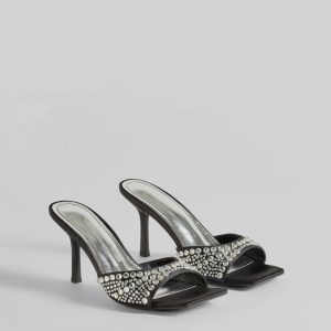 All About Glam Rhinestone Satin Stiletto Heels