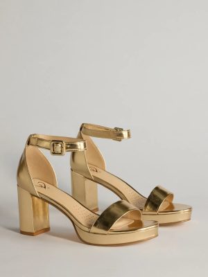 Bring The Shine Metallic Faux Leather Platform Heels