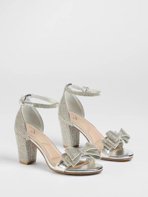 Endless Glam Rhinestone Bow Block Heels