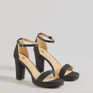 Sparkle And Glow Glitter Mesh Platform Heels