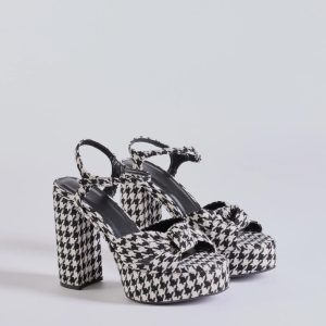 Style Icon Houndstooth Platform Knot Block Heels