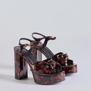 Chic Impression Tortoise Print Platform Knot Heels