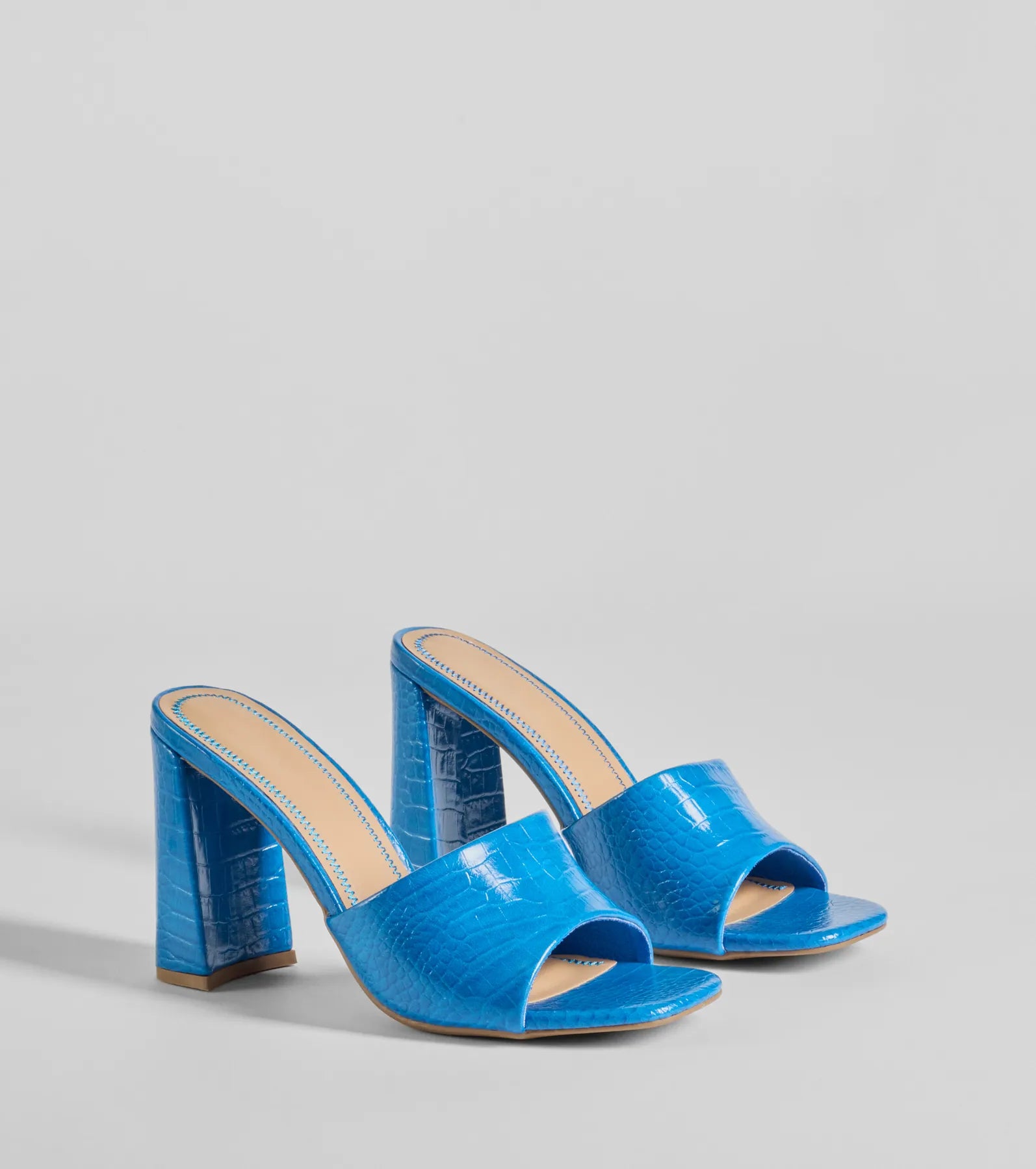 Chicest Babe Croc Faux Leather Block Heels - Image 5