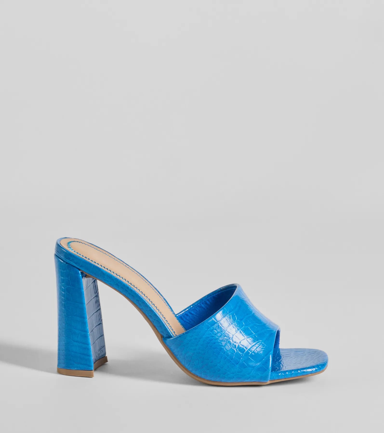 Chicest Babe Croc Faux Leather Block Heels - Image 6