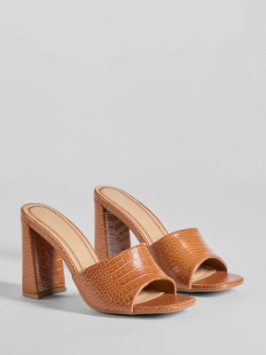 Chicest Babe Croc Faux Leather Block Heels