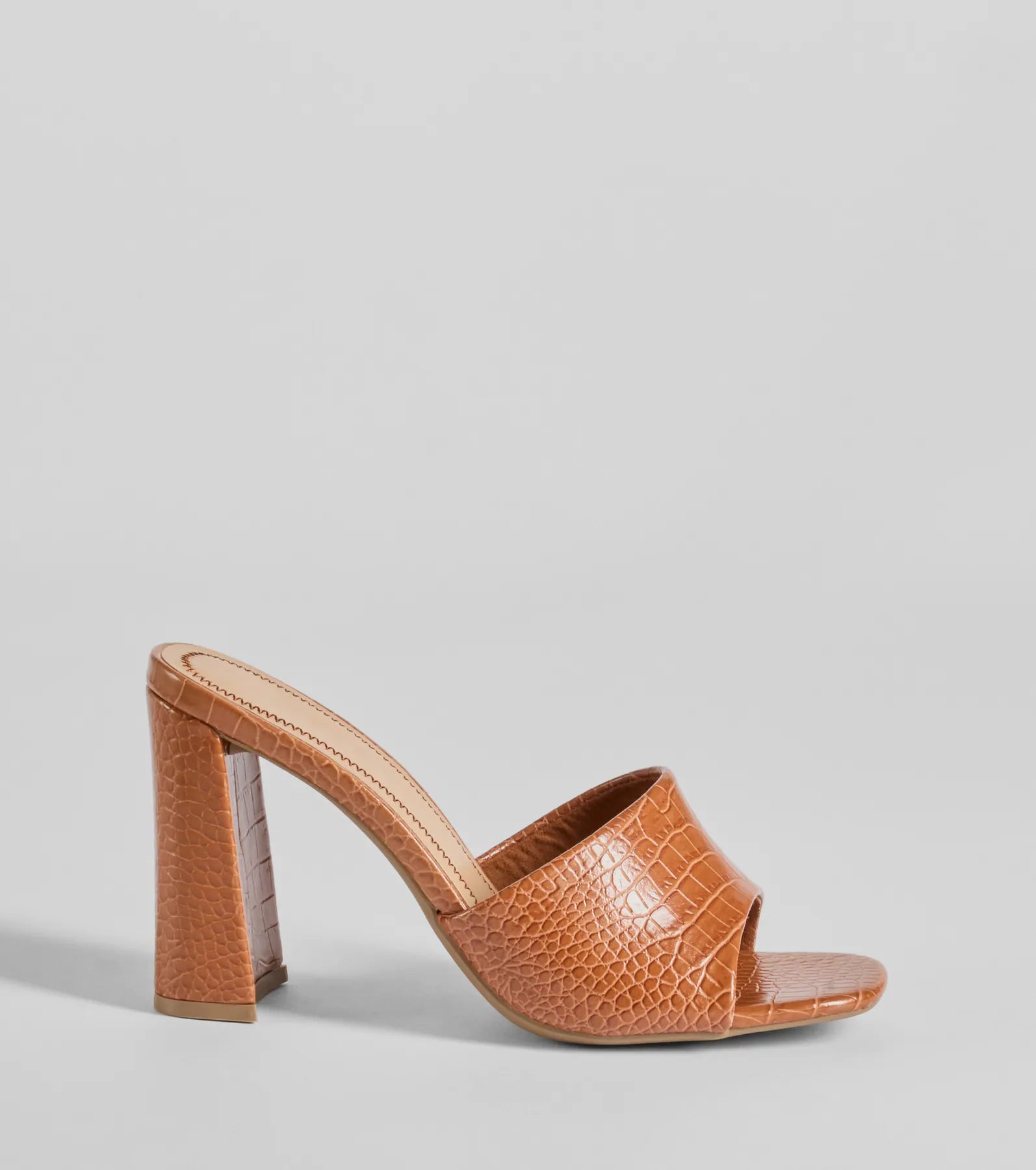 Chicest Babe Croc Faux Leather Block Heels - Image 2