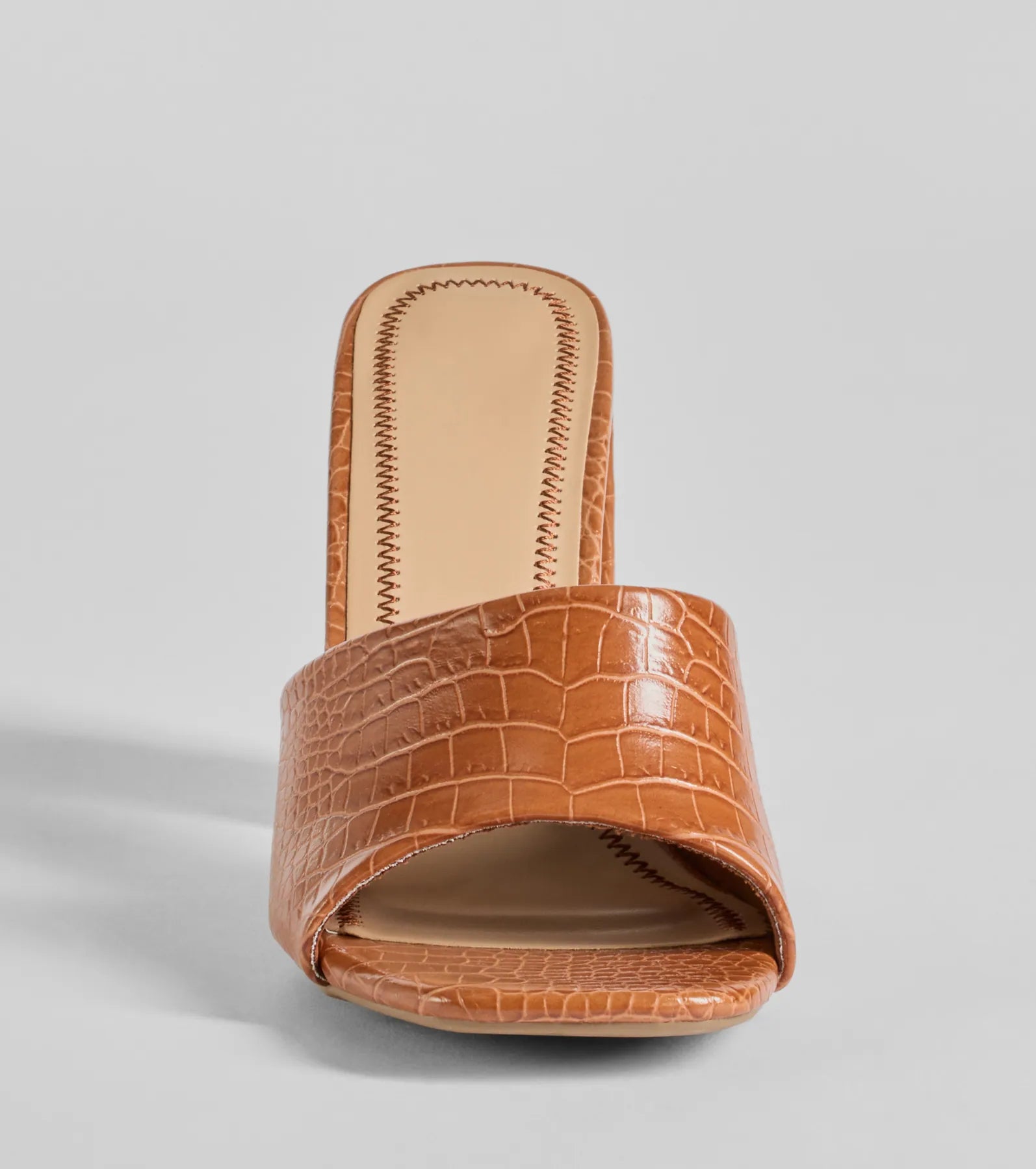 Chicest Babe Croc Faux Leather Block Heels - Image 3