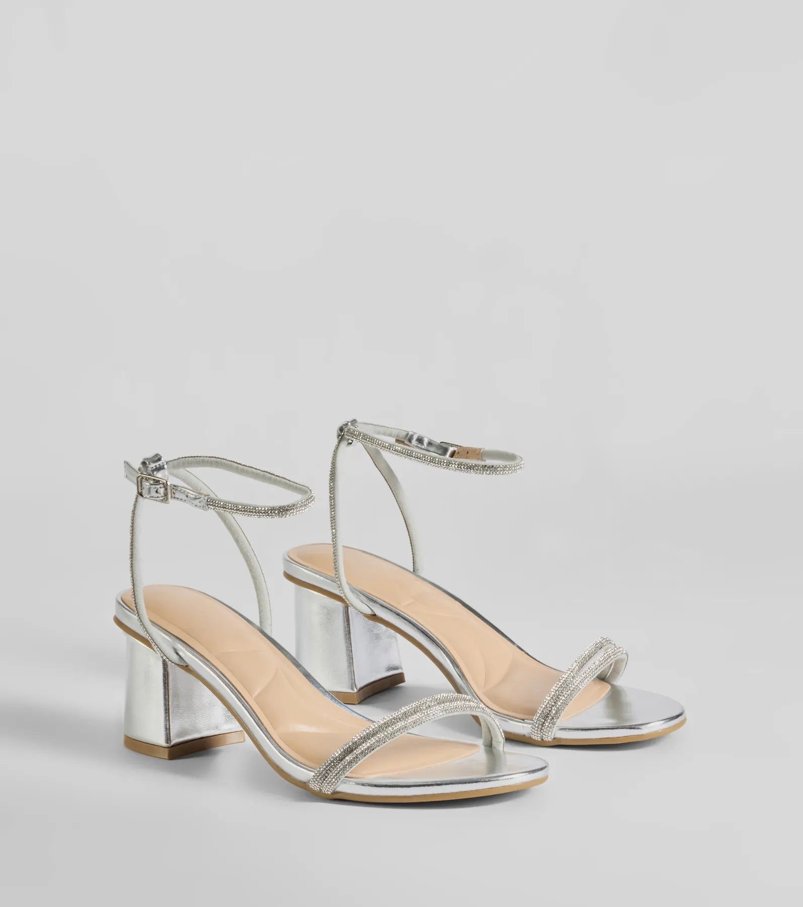 Sparkle Party Rhinestone Metallic Block Heels - Image 5