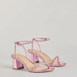 Sparkle Party Rhinestone Metallic Block Heels