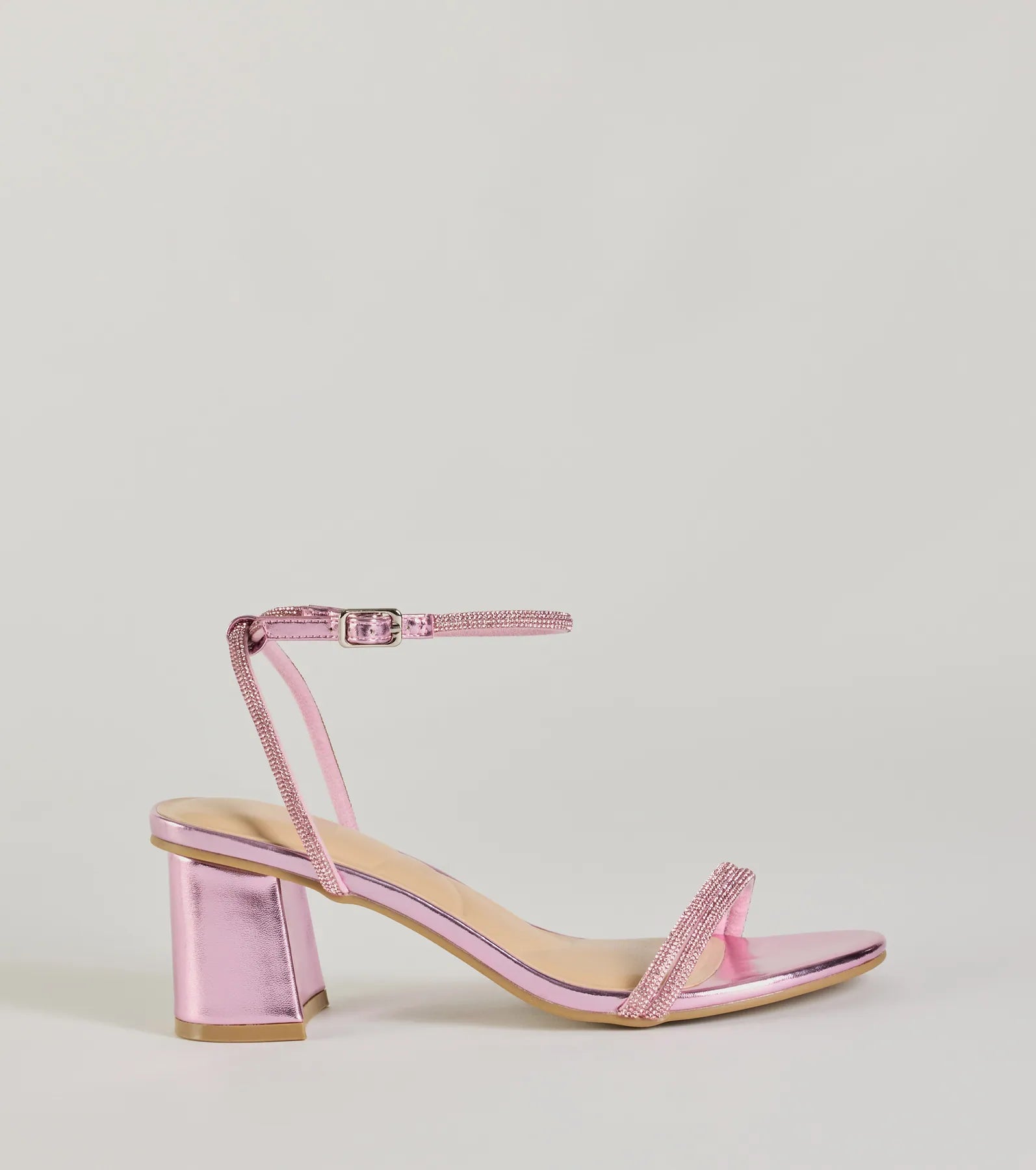 Sparkle Party Rhinestone Metallic Block Heels - Image 2