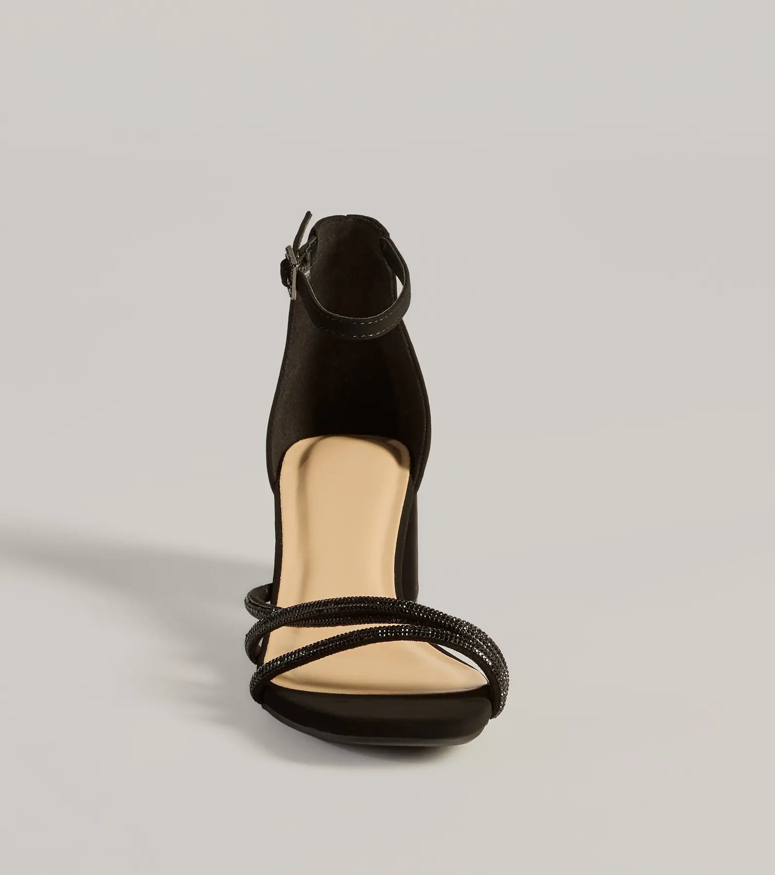 Glam Up Rhinestone Strappy Low Block Heels - Image 3