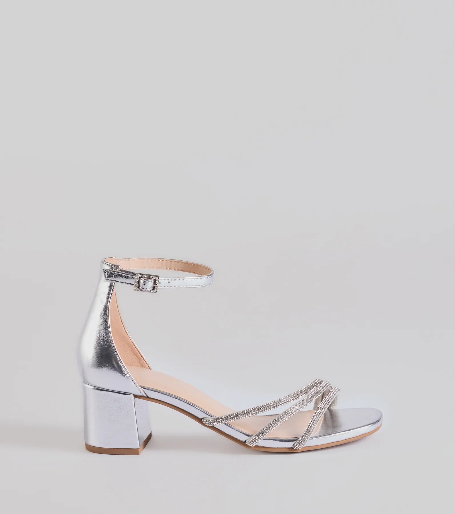 Glam Up Rhinestone Strappy Low Block Heels - Image 10