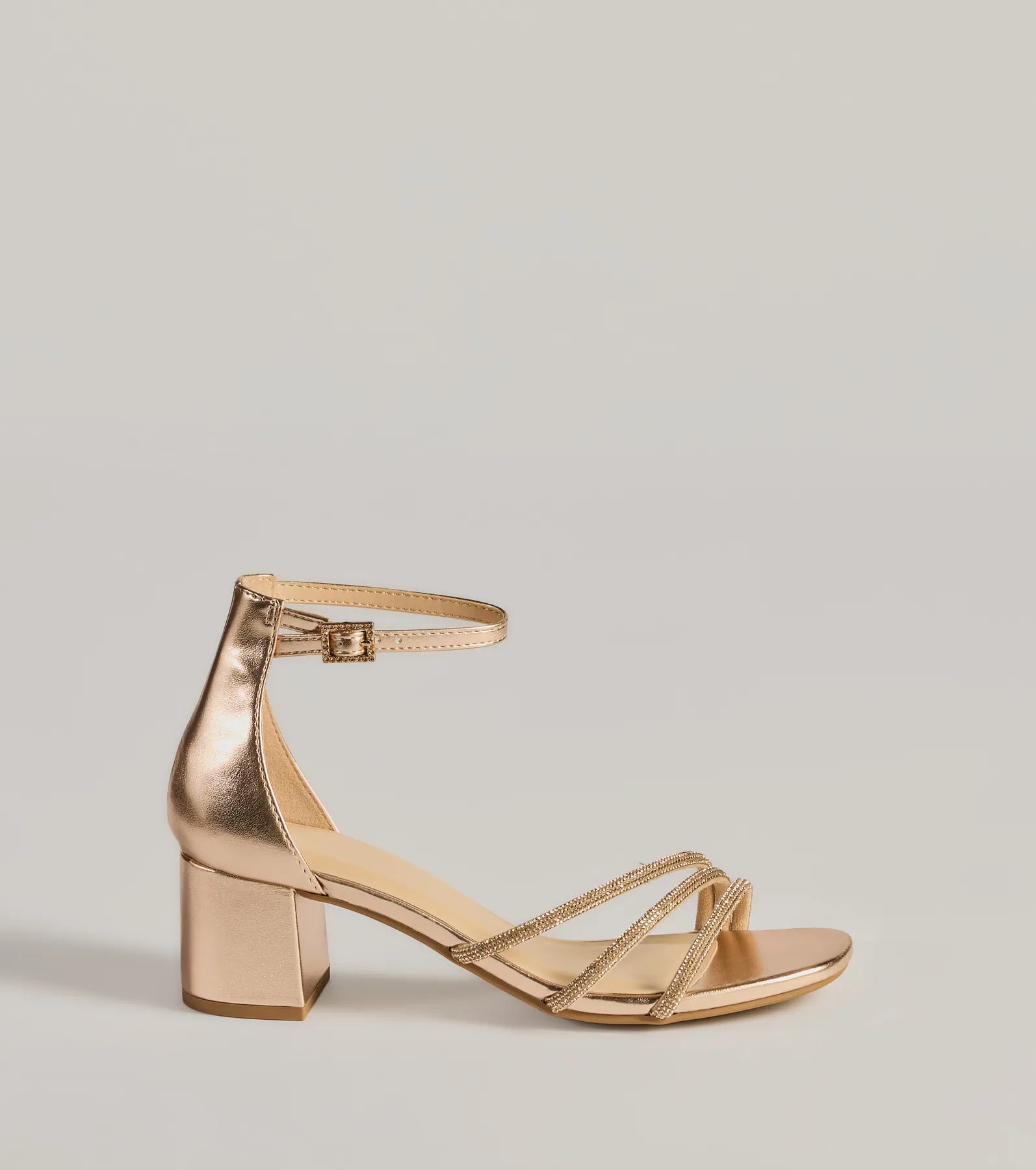 Glam Up Rhinestone Strappy Low Block Heels - Image 6