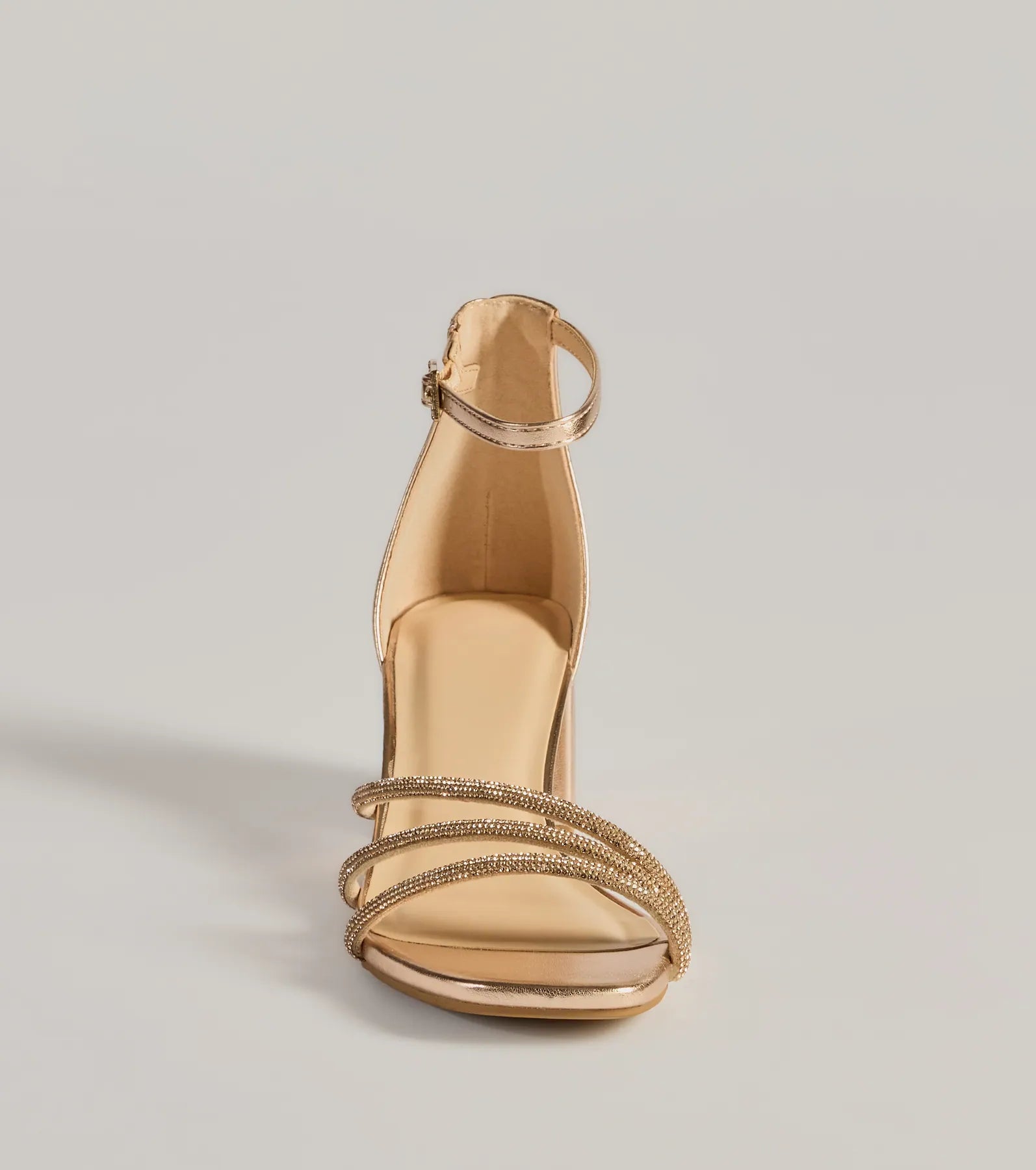 Glam Up Rhinestone Strappy Low Block Heels - Image 7