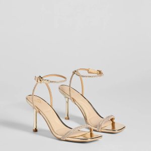 Shimmering Sparkle Rhinestone Chrome Stiletto Heels