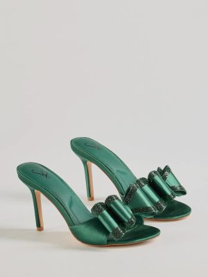 Dazzling Glam Rhinestone Bow Satin Stiletto Heels