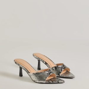 Sassy Impression Snake Print Stiletto Mules