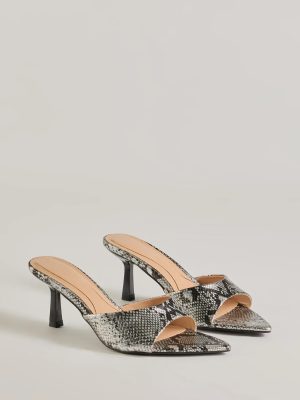 Sassy Impression Snake Print Stiletto Mules