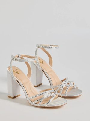 Step Out And Sparkle Rhinestone Strappy Block Heels