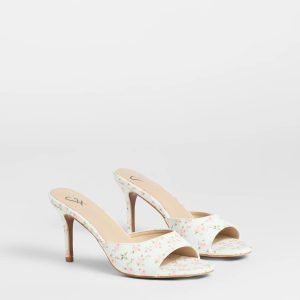 Flourishing Rose Floral Stiletto Mules