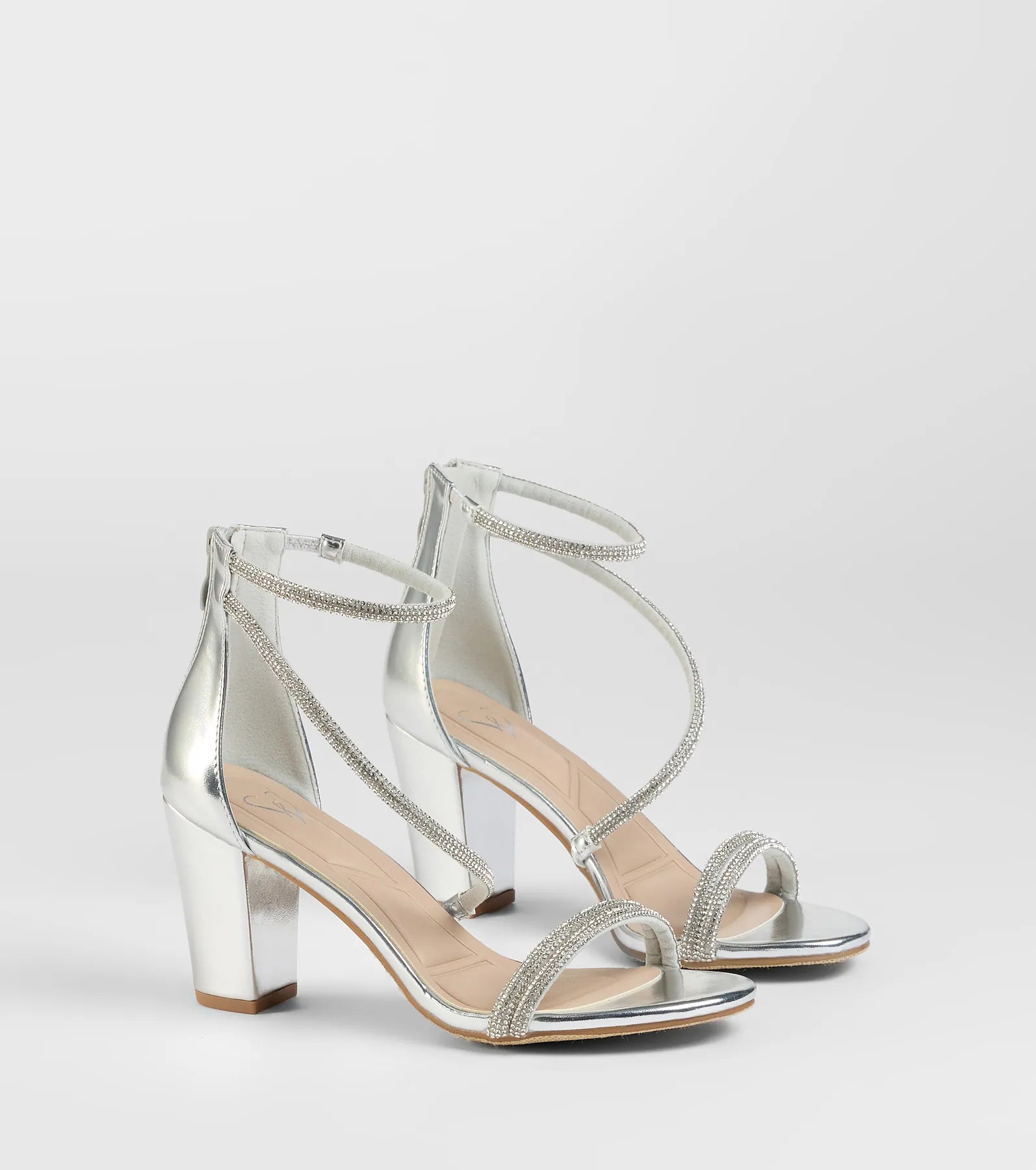 Love To Sparkle Rhinestone Strap Block Heels - Image 5