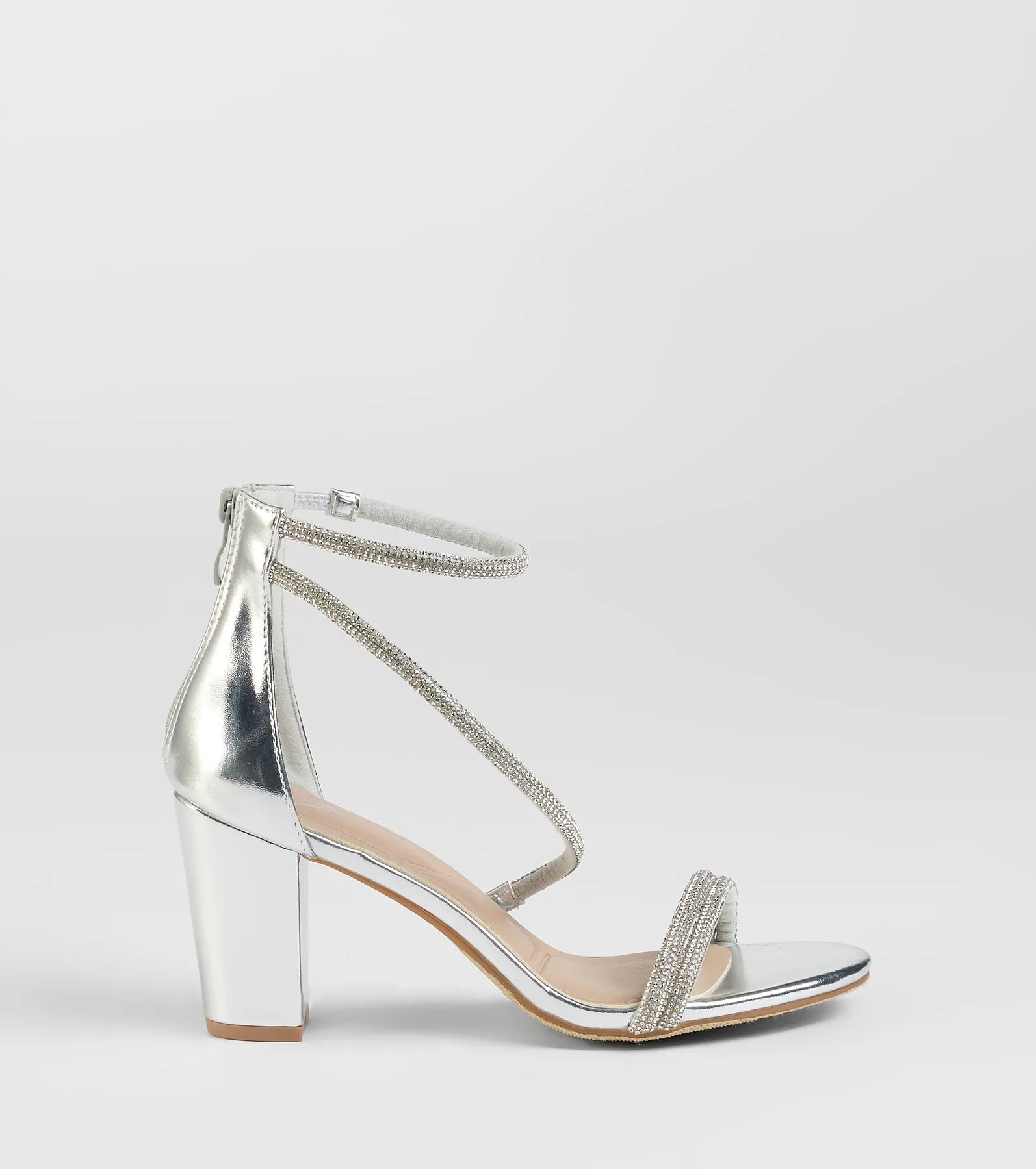 Love To Sparkle Rhinestone Strap Block Heels - Image 6