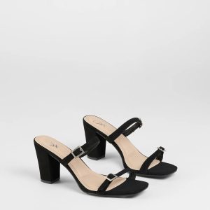 On The Down Low Rhinestone Buckle Mules