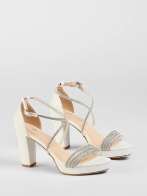 Night Shimmer Rhinestone Platform Block Heels