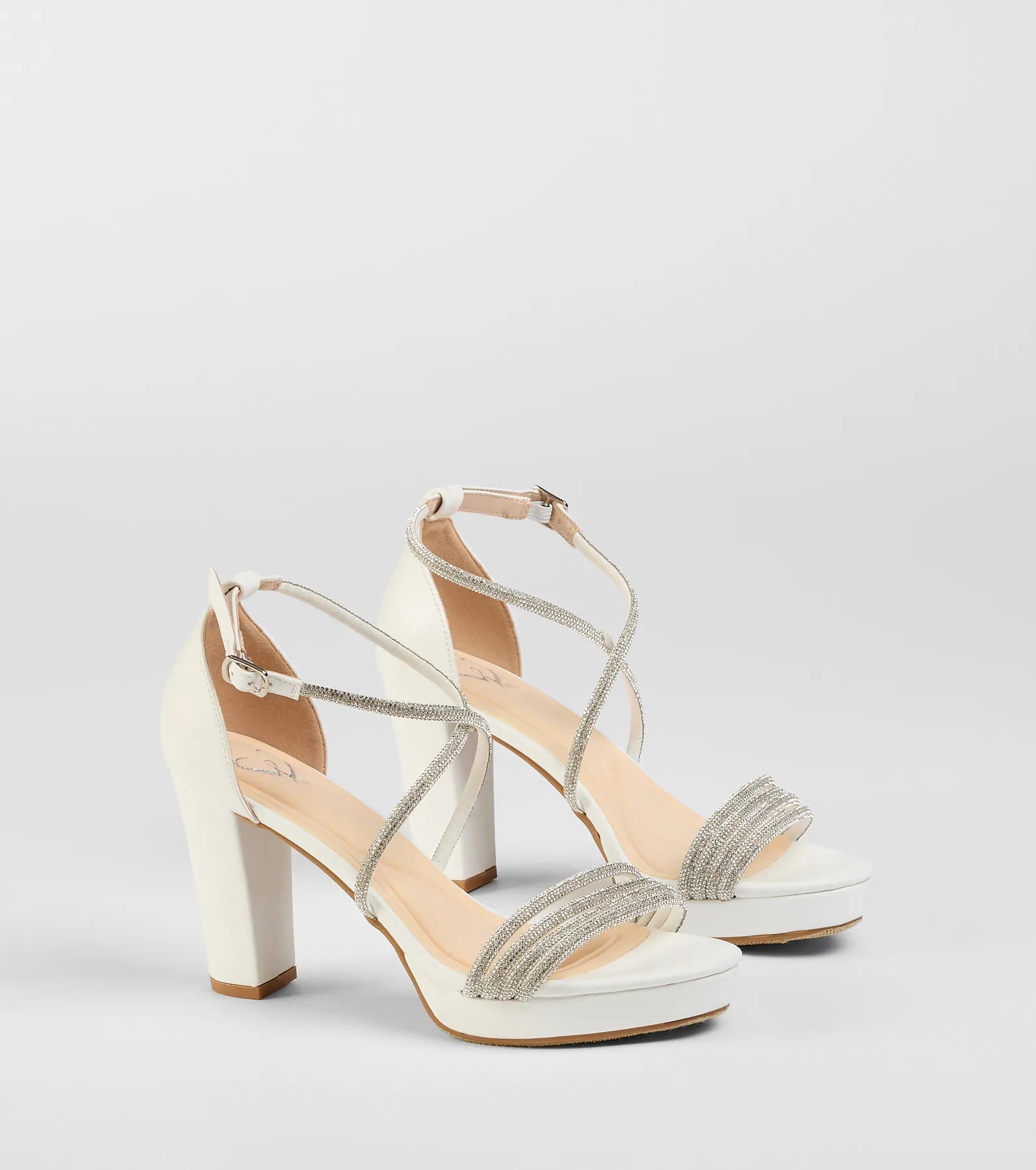 Night Shimmer Rhinestone Platform Block Heels