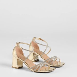 A-List Glam Rhinestone Strappy Block Heels