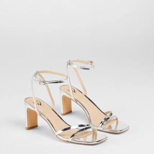 So Obsessed Metallic Strappy Block Heels