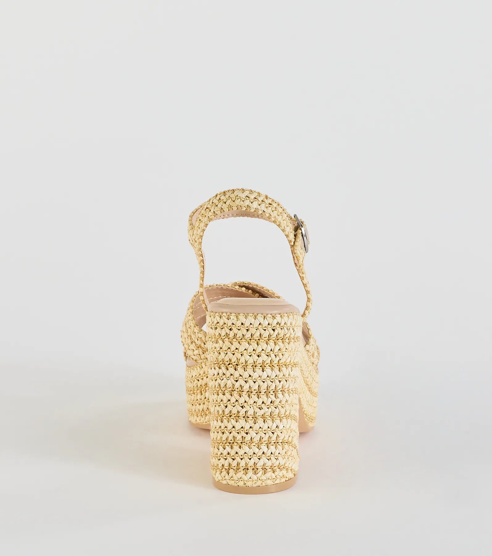 Fun In The Sun Raffia Platform Block Heels - Image 5